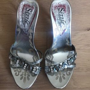 Silver Rhinestone heels by Sizzle